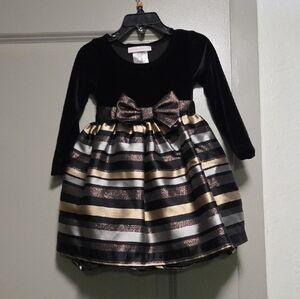 Bonnie Jean Black and Gold Formal Dress with Bow